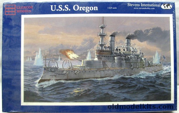 Glencoe 1/225 BB-3 USS Oregon Battleship (Indiana Class) - With Decals for USS Indiana (BB-1) / USS Massachusetts (BB-2), 08301 plastic model kit
